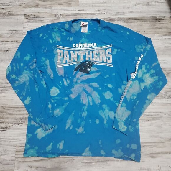Tye Dye Spiral Shirt Size Large Carolina Panthers Football Long Sleeve - Picture 1 of 3